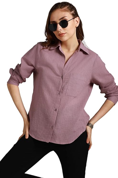 HIGH STAR Women's Cotton Oversized Fit Shirt